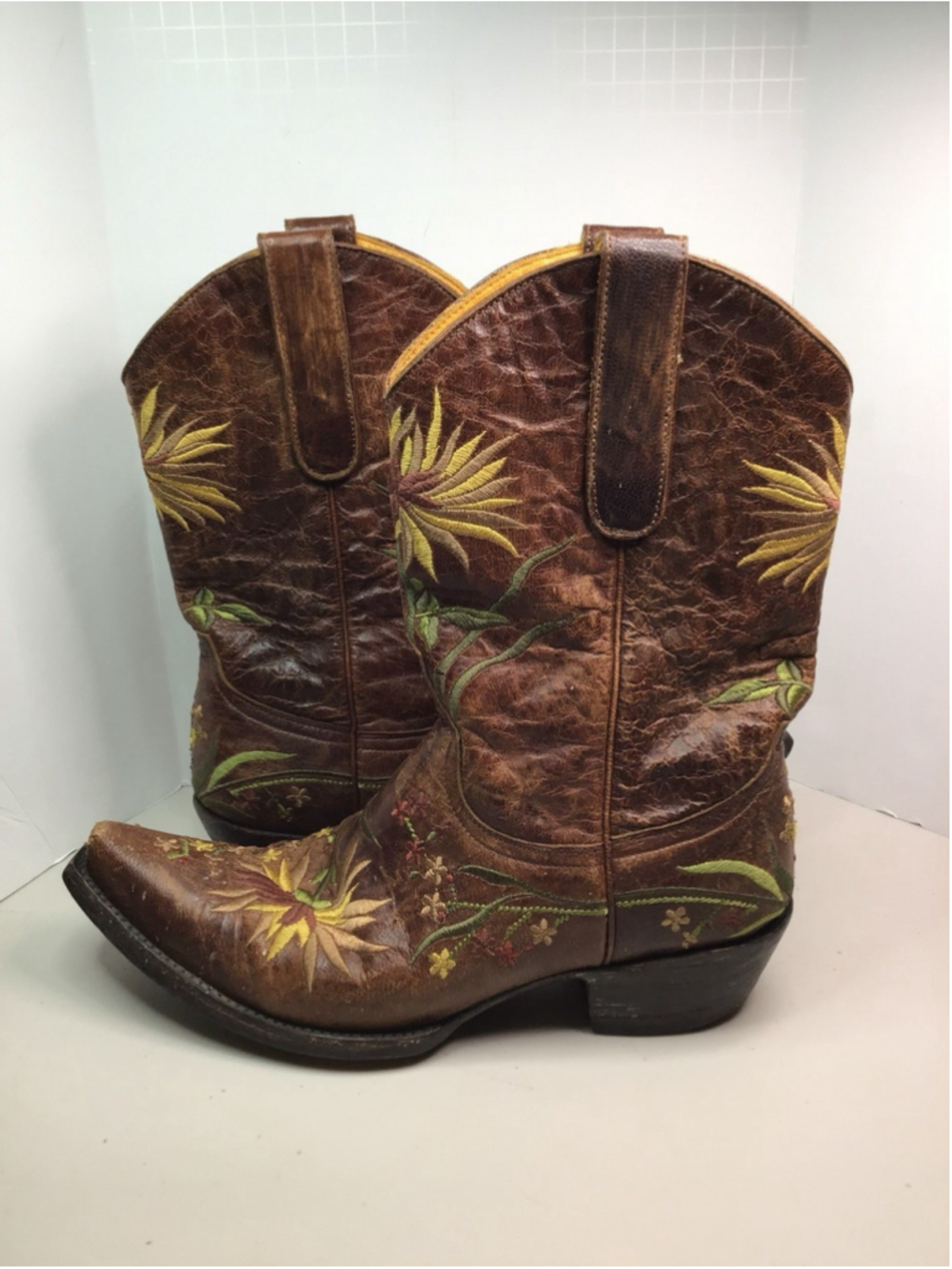 Old Gringo Ellie Brass Sunflower 🌻 Floral Embroidered Western Cowboy Boots 7.5